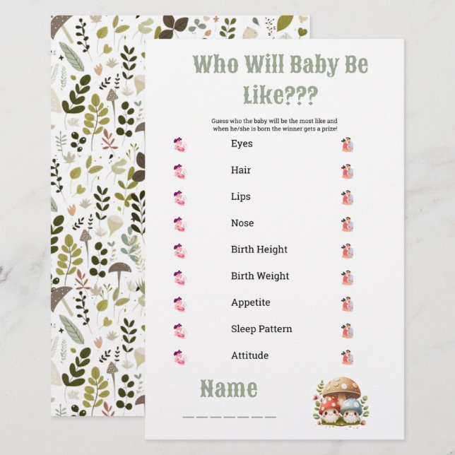 Papelaria Chá de fraldas De Cogumelo Que É Bebê (Frente/Verso)