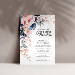 Papelaria Chá de panela Floral Azul Dusty<br><div class="desc">Anunciar o próximo chá de panela com um moderno cartão de convite à água azul indigo, cor azul, que a noiva será e os hóspedes adorariam. Apresentando belo florescimento de aquarela botânica e tipografia moderna que você pode personalizar facilmente. Basta adicionar os detalhes do chá ou adicionar informações extras clicando...</div>