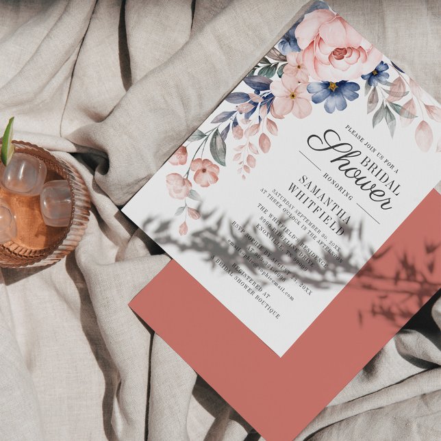 Papelaria Chá de panela Floral Rosa de Orçamento (Criador carregado)