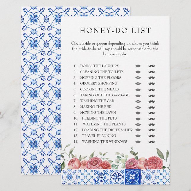 Papelaria Chá de panela Rosa Floral Mediterrânica Stati (Frente/Verso)