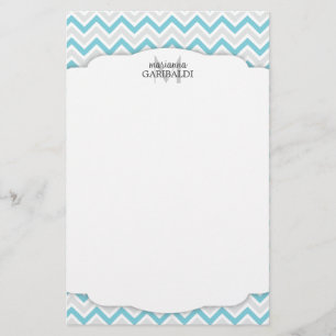 Papelaria Chevron azul e moderno personalizado