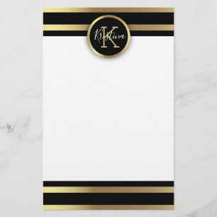 Papelaria Chic brilhante Elegante Dourado e Preto