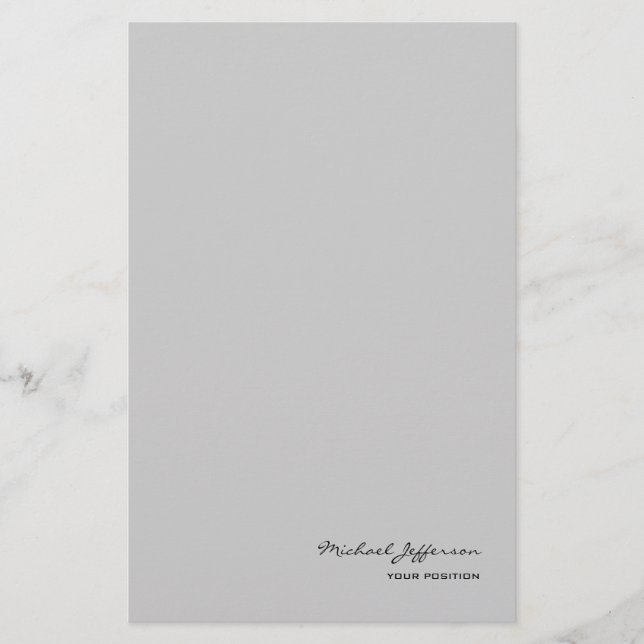 Papelaria Chic Script Caligrafia Nome Cinza Único  (Frente)