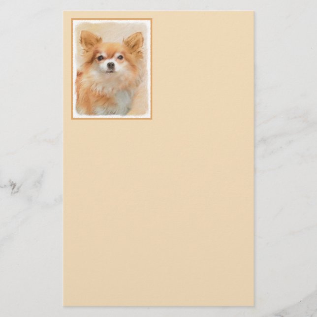 Papelaria Chihuahua Pintura De Cachorro De Cabelo Longo (Frente)