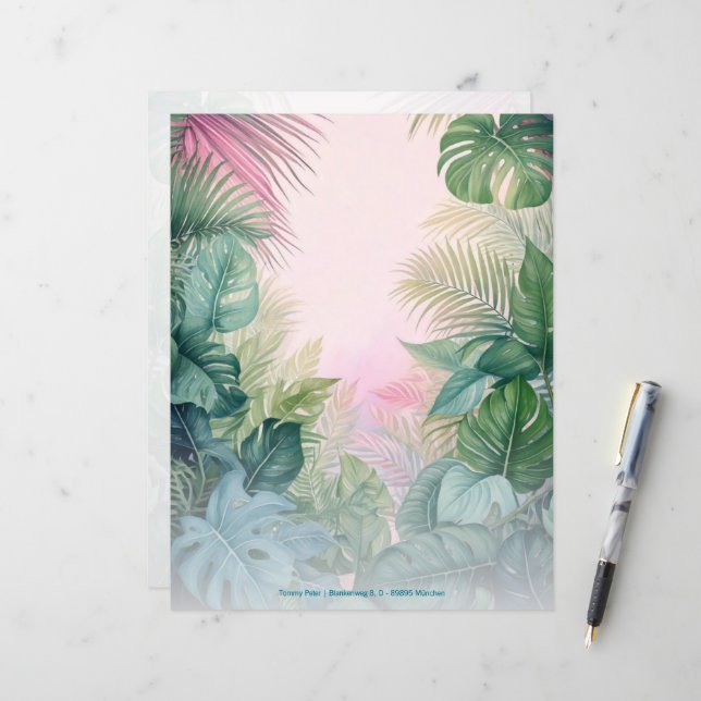 Papelaria Chique Tropical de Dois Lados (Frente/Verso In Situ)