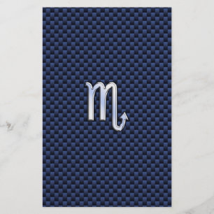 Papelaria Chrome Scorpio Zodiac Sinal em Fibra Azul de Carbo