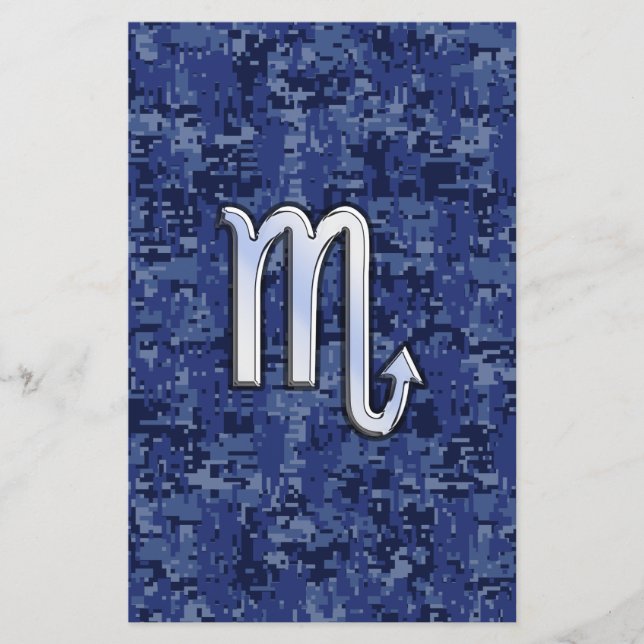 Papelaria Chrome Scorpio Zodiac Sinal no Camo Azul Marinho (Frente)