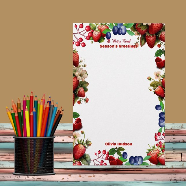 Papelaria Chuva de Bebê Morango Vermelho Doce Mirtilo Azul E (Red Strawberry Baby Shower Blue Berry Sweet Office Stationery)