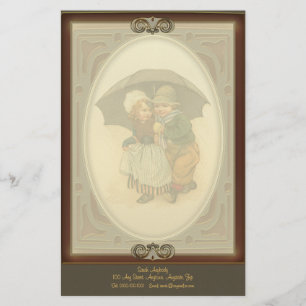 Papelaria Chuva Novamente Ilustração Vintage Letterhead