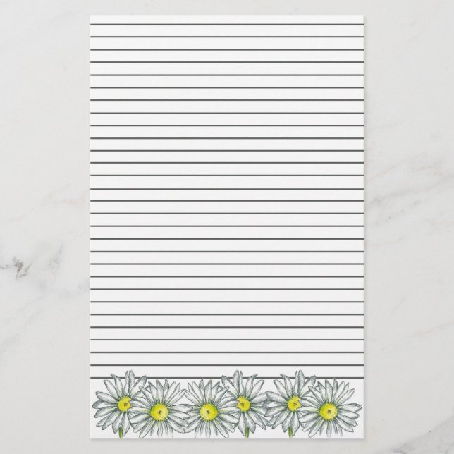 Papelaria Cinza Daisy Flower Linhado (Frente)