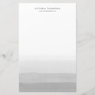 Papelaria Cinza de Aquarela Moderna Personalizada