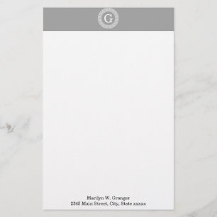 Papelaria Cinza Escura Com Quadro-Chave Grego Principal Mono