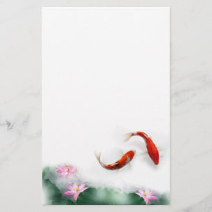 Papelaria Círculo do zen oriental Feng Shui Koi & Lotus da