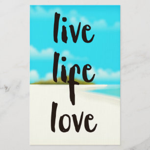 Papelaria Citação inspiradora Live Life Love