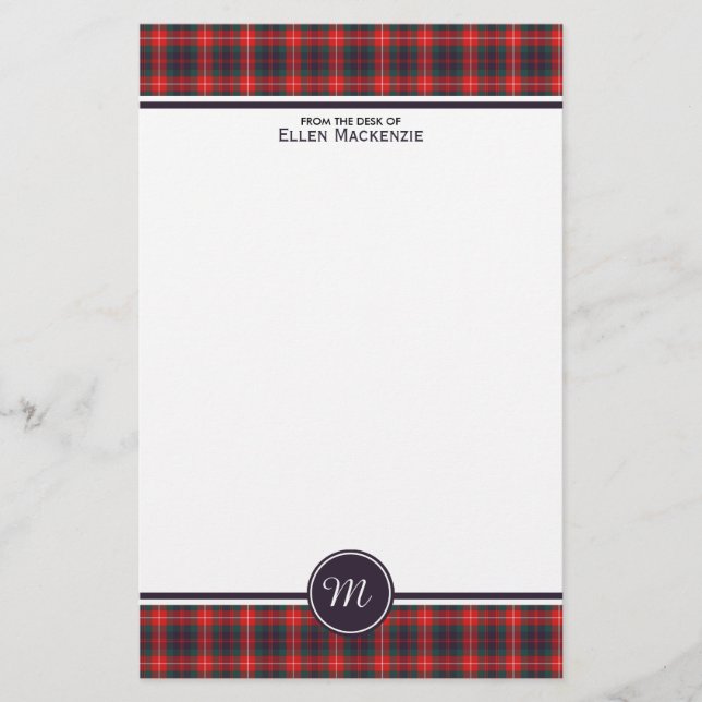 Papelaria Clan Fraser de Lovat Modern Tartan Monograma (Frente)