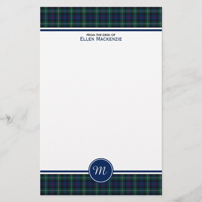 Papelaria Clan Mackenzie Tartan Monographic Stationery (Frente)