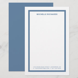 Papelaria Classic Professional Dusty Blue Border Stationery