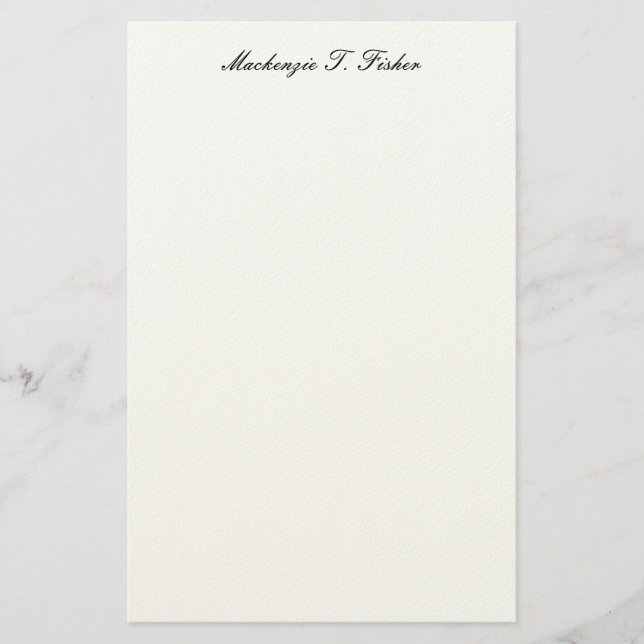 Papelaria Classical Calligraphy Elegant Plain Black & White (Frente)