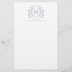 Papelaria Clássico Dusty Blue Vintage Monograma