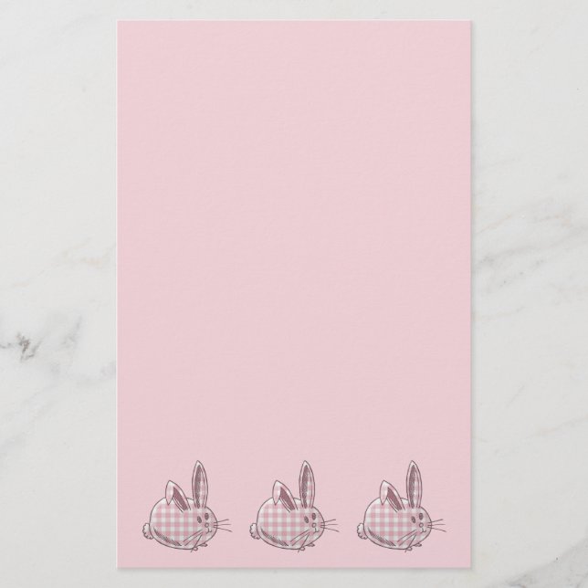 Papelaria coelhinhos de gingham rosa (Frente)