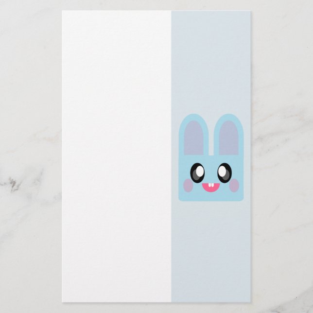 PAPELARIA COELHO KAWAII FOFO DE PÁSCOA AZUL BEBÊ DOCE (Frente)