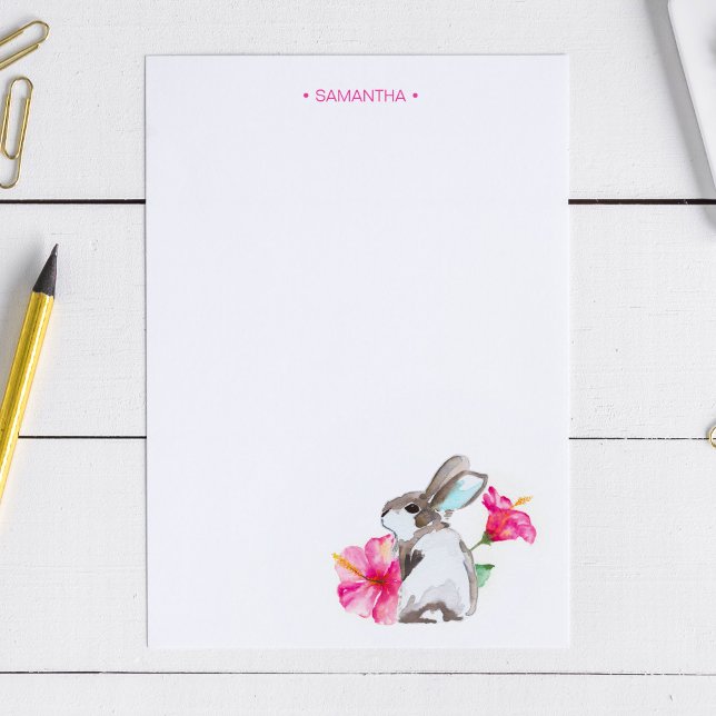 Papelaria Coelho Tropical Aquarela Personalizada (Criador carregado)