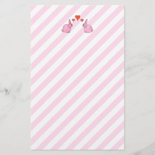 Papelaria Coelhos cor-de-rosa com corações