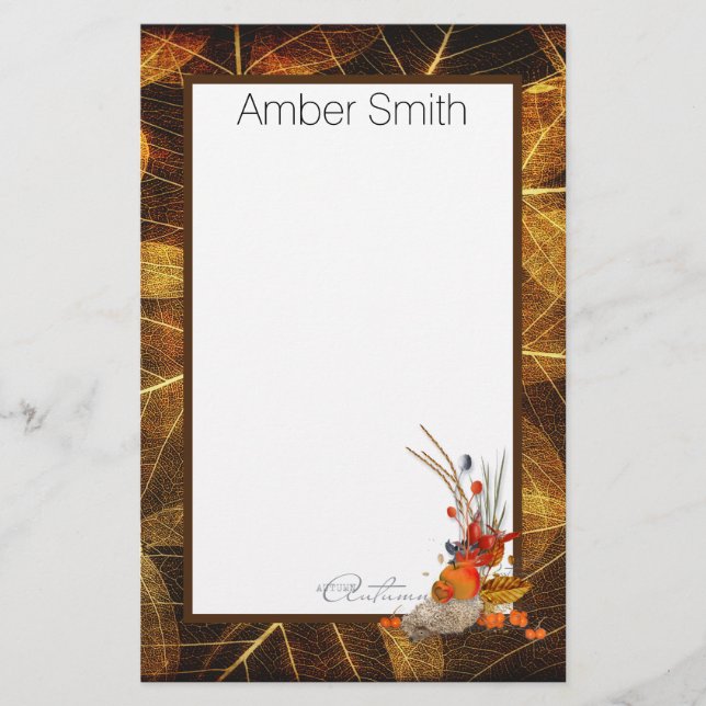 Papelaria Colheita Personalizada do outono (Frente)