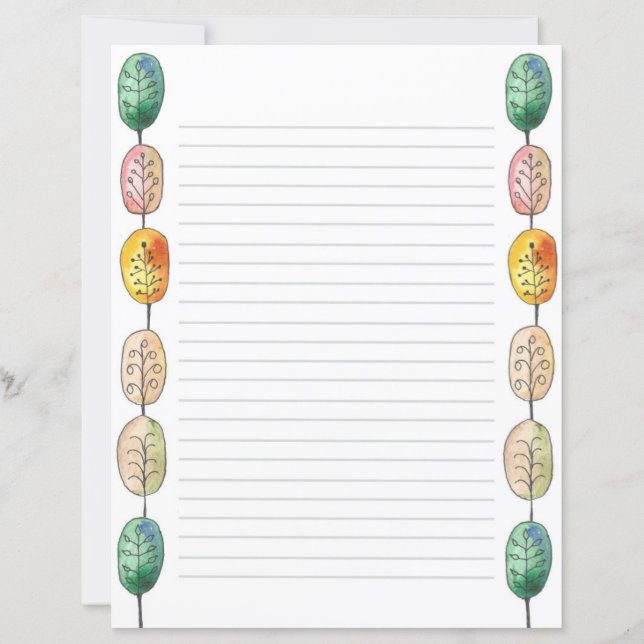 Papelaria Colorida De Árvores De Mão Branca Desenh (Frente)