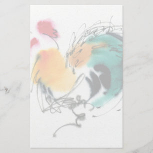 Papelaria Colorida Galo. Caligrafia e aquarela.