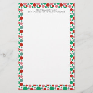 Papelaria Colorido Moderno Festivo Pontos Verde Vermelho Ros