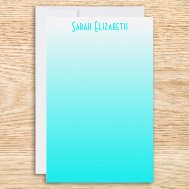 Papelaria com Efeito Ombre Branco Aqua (Aqua White Ombre Stationery)