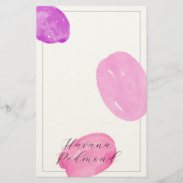 Papelaria com moldura rosa de formas em aquarela