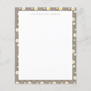 Papelaria com Nome de Padrão Floral Boho Daisy Cha