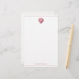 Papelaria Concha de Rosa Costeira em Branco Personalizado