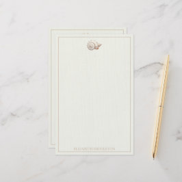 Papelaria Concha Marinha Costeira Creme e Bege Personalizada