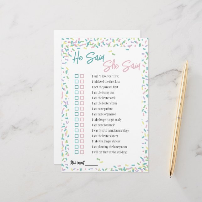 Papelaria Confeitos de Sorvete Jogo Ele Disse Ela Disse (Frente/Verso In Situ)