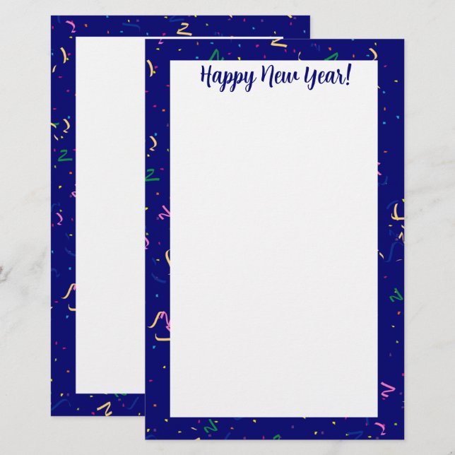 Papelaria Confetes com Feliz Ano Novo (Frente/Verso)