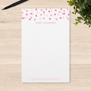 Papelaria Confetes de Corações Rosas Espalhados