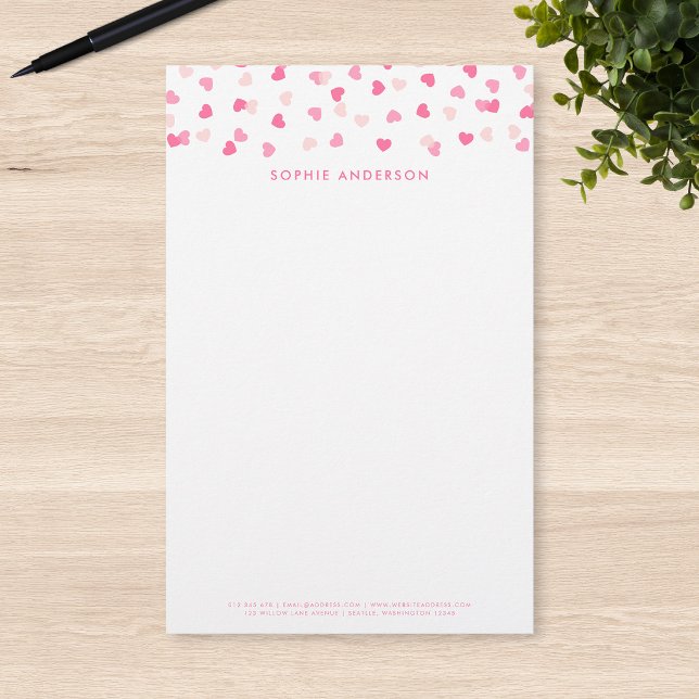 Papelaria Confetes de Corações Rosas Espalhados (Criador carregado)
