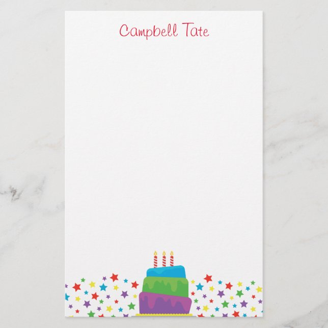 Papelaria Confetti Birthday Cake - Papel Personalizado (Frente)