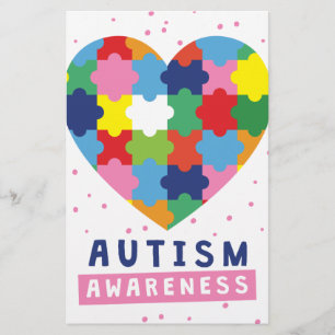 Papelaria consciência rosa sobre autismo