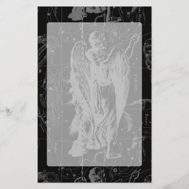 Papelaria Constelação de Virgem Hevelius 1690 a preto (Frente)