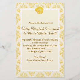 Papelaria Convite de casamento floral amarelo