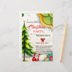 Papelaria Convite de festa de Natal editável, Imprimível