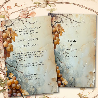 Papelaria Convite para Casamento de Vinha de Aquarela Elegan