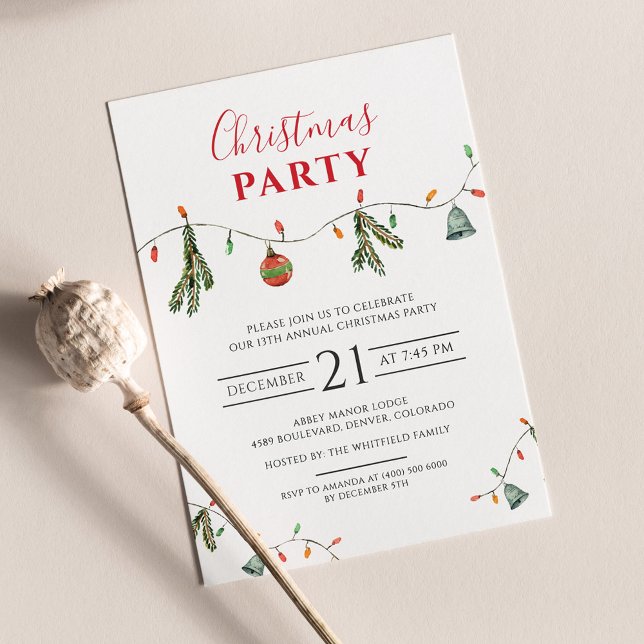 Papelaria Convite para Eventos Comerciais de Férias de Natal (Boho Christmas Party Invitation)