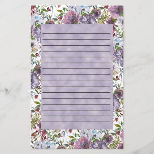 Papelaria Cor Azul-Roxo Floral