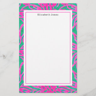 Papelaria Cor da Água Rosa + Damasco Verde