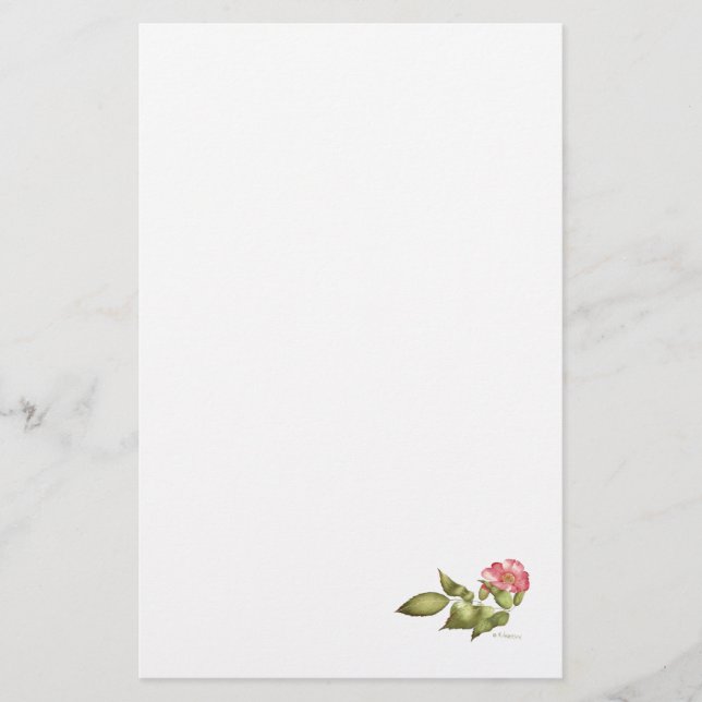 Papelaria Cor d'água rosa selvagem (Frente)